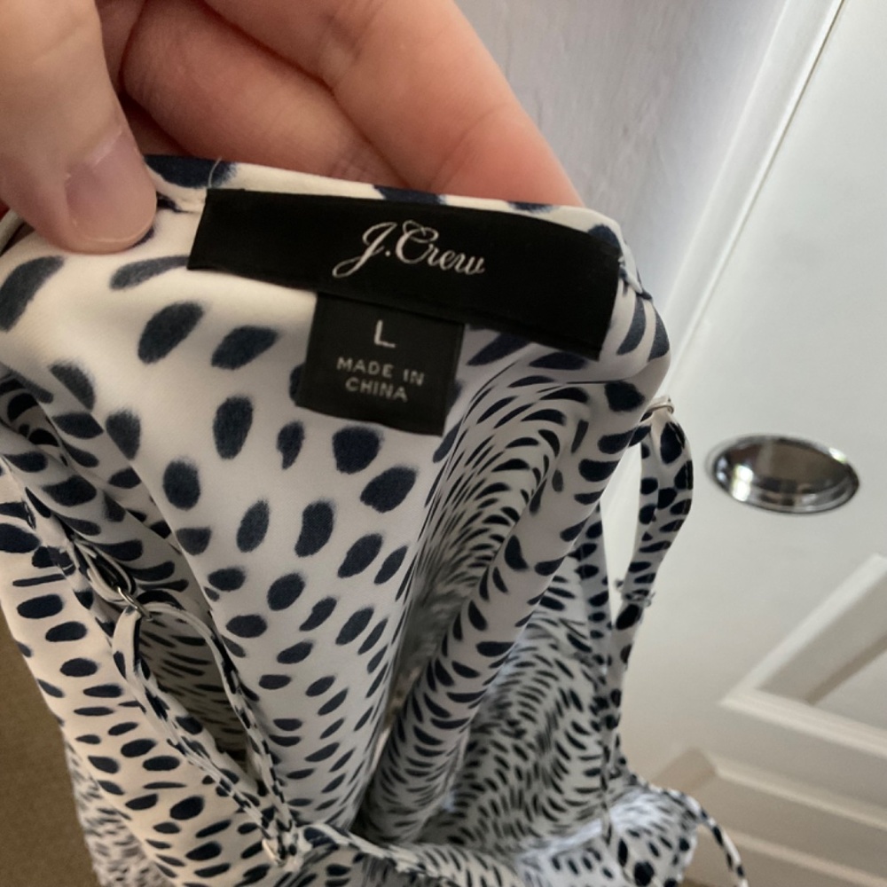 J. Crew Polka Dot Satin Camisole - White and Blue -‎ Size Large - Picture 6 of 7